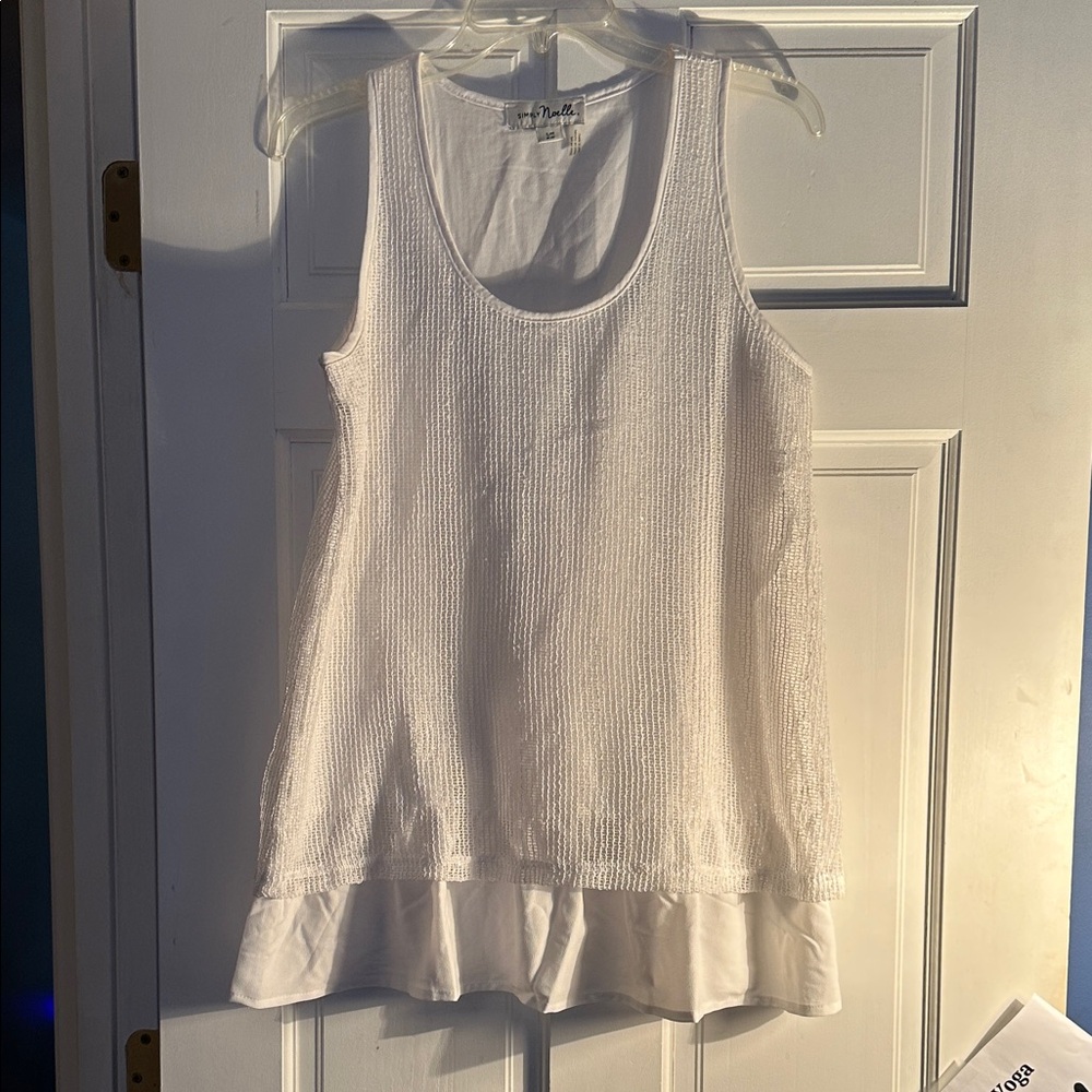 White Sleeveless layered Top with sparkle